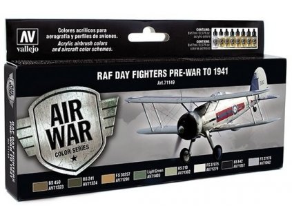 Vallejo Model Air Color Acrylic Paint Set - RAF Day Fighters Pre-War to 1941 8x17ml