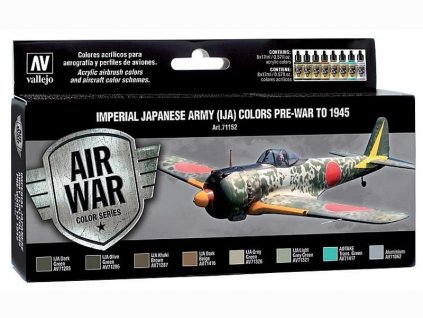 Vallejo Model Air Color Acrylic Paint Set - Imperial Japanese Army (IJA) Colors Pre-War to 1945 8x17 ml