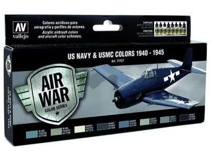 Vallejo Model Air Color Acrylfarben-Set – Farben der US Navy und des USMC, 1940–1945, 8 x 17 ml