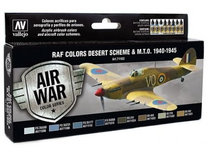 Sada akrylových barev Vallejo Model Air Color - RAF Colors Desert Scheme & M.T.O. 1940 -1945 8x17ml