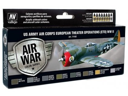 Vallejo Model Air Color Acrylic Paint Set - US Army Air Corps European Theater Operations (ETO) WW2 8x17 ml