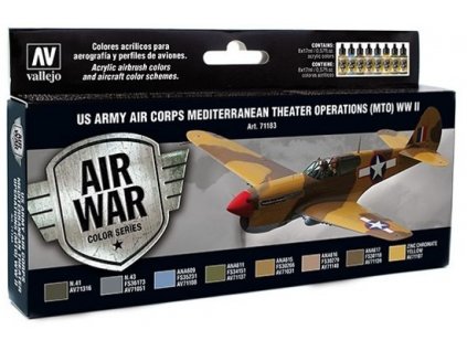 Vallejo Model Air Color Acrylfarben-Set – Operationen des US Army Air Corps im Mittelatlantik (MTO) Zweiter Weltkrieg 8 x 17 ml