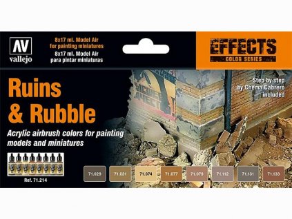 Farby Vallejo sada Ruins & Rubble 8x17 ml