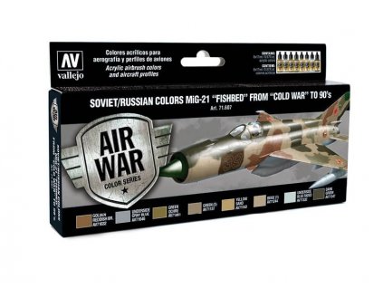 Vallejo Model Air Color Acrylic Paint Set - MiG-21 Fishbed from Cold War to 90s 8x17ml