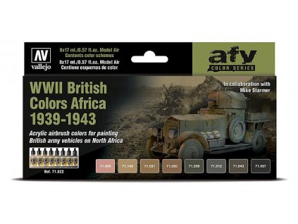 Sada akrylových farieb Vallejo Model Air Color - WWII British Colors Africa 1939-1943 8x17ml