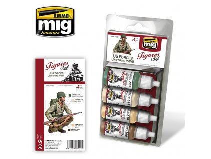 Sada akrylových farieb Ammo Figures - US Forces Uniforms Colors WW2
