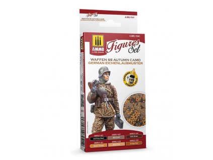 Sada akrylových farieb Ammo Figures - Waffen SS Autumn Camo. German Einchenlaubmuster