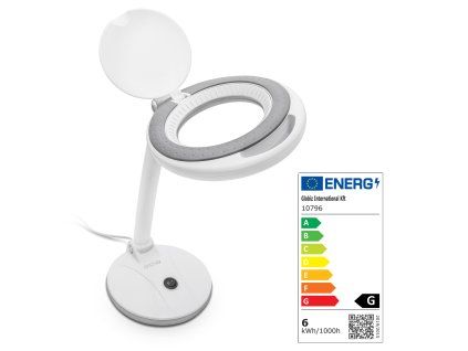 Handy LED table lamp, 3 diopter lens