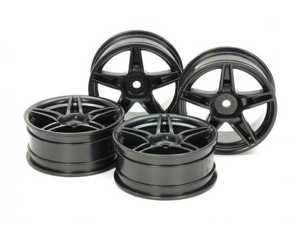 Medium-Narrow Twin 5-Spoke Wheels +2 Black *4 1/10
