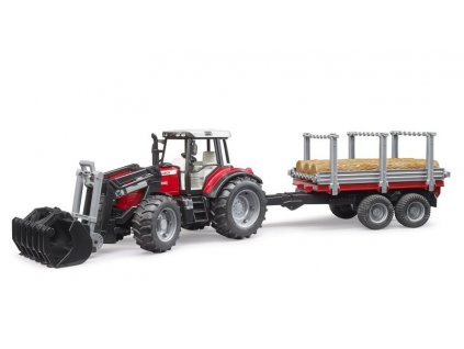 Massey Ferguson 7480 s nakladačm a prívesom 1/16  Bruder