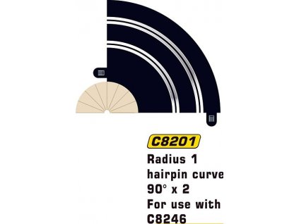 Diel autodráhy oblúk R1/90° Curve (2) Hairpin - zúžený