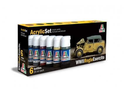 Italeri Acrylic Paint Set - WWII Regio Esercito Military Vehicles 6x20ml