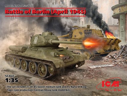 Battle of Berlin (April 1945) T-34-85, King Tiger 1/35