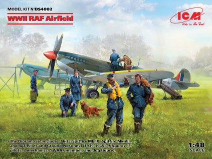 WWII RAF Airfield (Spitfire Mk.IX, Spitfire Mk.VII, 7 figures) Diorama Set 1/48