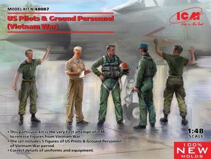 US Pilots & Ground Personnel (Vietnam War) 5 fig 1/48