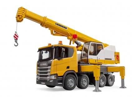 scania super 560r yellow truck w liebherr crane 1 16 bruder 3571 04