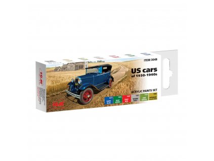 acrylic paints set for us cars of 1930 1940s 3048 icm 1