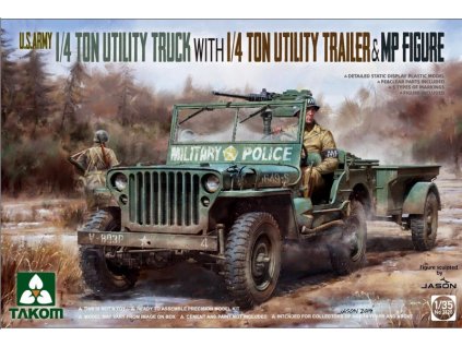 US Army 1/4t utility truck w. 1/4t utility trailer & MP fig 1/35