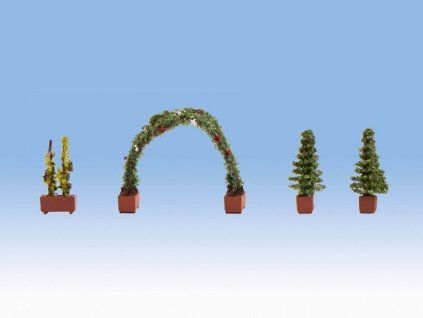 Ornamental roses and thujas 4 pcs HO 1/72