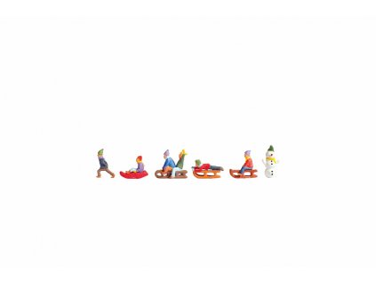 Children in the snow 6pcs HO