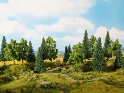 Stromy do diorámy - zmiešaný les 8 ks 100-140mm vysoké