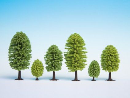 Diorama trees - deciduous 10 pcs mix 50-90mm high