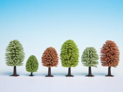 Diorama trees - deciduous spring 10 pcs mix 50-90mm high