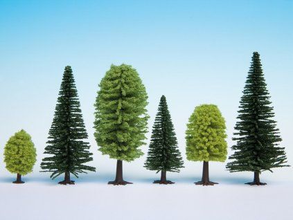 Diorama trees - mixed forest 10 pcs mix 50-140mm high