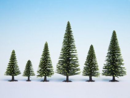 Diorama trees - coniferous 10 pcs mix 50-140mm high