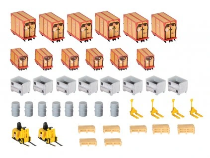 Container-, Paletten- und Fassset mit Gabelstaplern HO