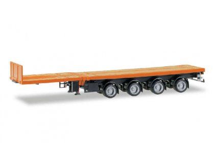 Semi-trailer 4-axle telescopic platform orange 1/87
