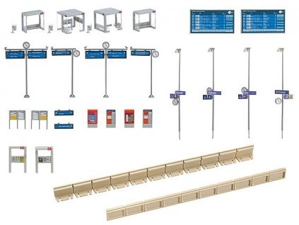 Bus stops with accessories HO