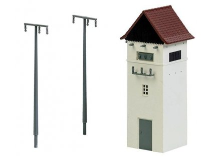 Transformer station + 2 power poles HO