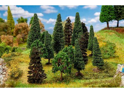 Diorama trees mix various 15 pcs, 70 - 90 mm high