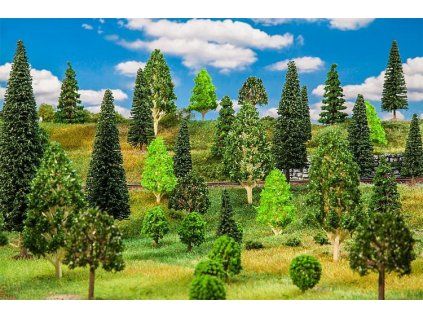 Diorama trees mix different 25 pcs, 35 - 150 mm high