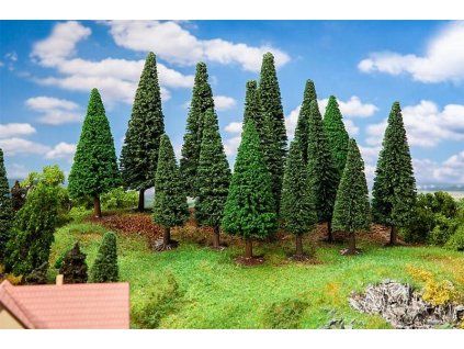 Diorama trees fir large 15 pcs, 90 - 150 mm high