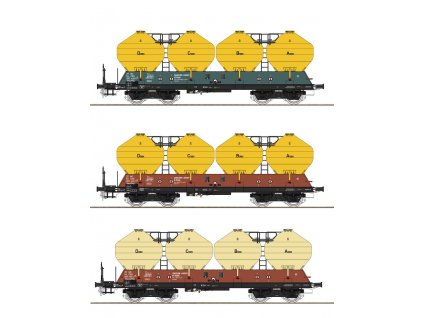 Sada 3 kusov nákladných vagónov Typ Uacs 451.1 ČSD Ep. IV HO