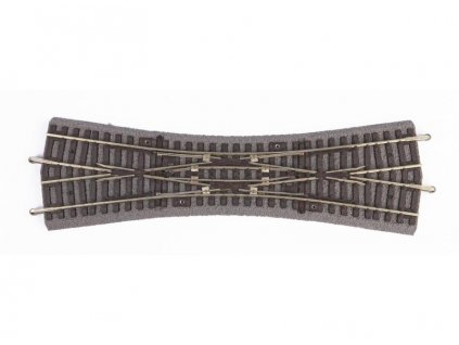 Englische Weiche DKW mit HO-Gleisbettung