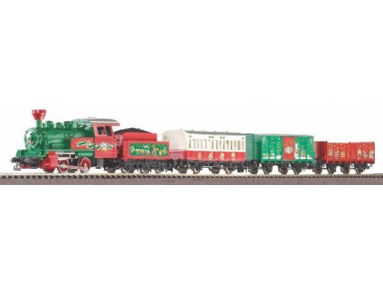 Startset Weihnachtsdampflok + 3 Wagen, Spur HO mit Bettung