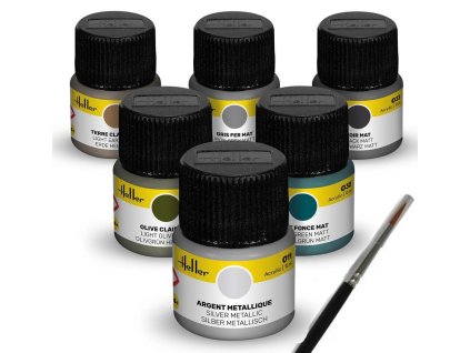 colour set military acrylic 6 x 12 ml brush 9400 heller 01