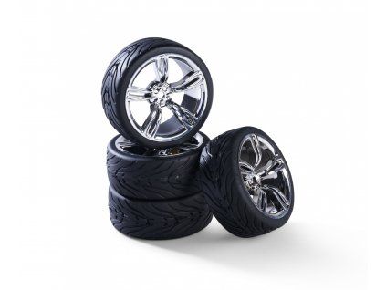 Carson wheel set 10 Sp.Design (4) chrome 1/10