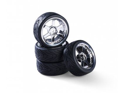 Carson wheel set 6 spoke design (4) chrome 1/10