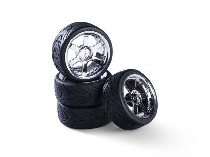 Carson Radsatz 5-Speichen-Design (4) Schwarz/Chrom 1/10