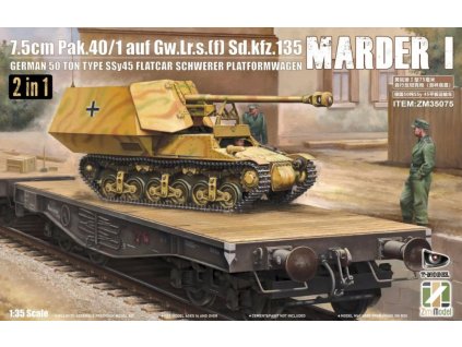 marder i 7 5cm pak 40 1 auf gw lr s f sd kfz 135 w 50 ton type ssy45 flatcar 2 in 1 1 35 ZIMI MODELS 35075