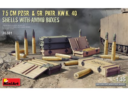 7 5 cm pzgr gr patr kw k 40 shells with ammo boxes 1 35 MINIART 35381 04