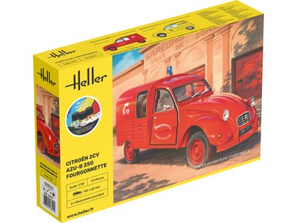 citroen 2cv azu b 250 fourgonnette starter kit 1 24 HELLER 58701 06