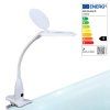 Handy LED desk lamp - with magnifying glass - clip - white