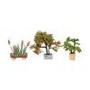 Flower pots with decorative trees 3 pcs HO