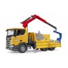 scania super 560r yellow truck with crane and 2 pallets 1 16 03551 bruder 04