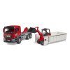 03767 man tgs truck with roll off container and schaffer hoflader 2630 1 16 bruder 02